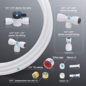 Waterdrop 15UB-UF 0.01 μm Ultra Filtration Under Sink Water Filter System and Waterdrop KITB 1/4" Water Line Connection Kit, Connect it to Fridge/Ice Maker