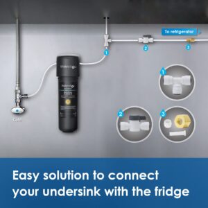 Waterdrop 15UB-UF 0.01 μm Ultra Filtration Under Sink Water Filter System and Waterdrop KITB 1/4" Water Line Connection Kit, Connect it to Fridge/Ice Maker