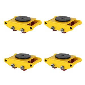 zxmoto heavy duty machine dolly skates industrial machinery 6t 13200lbs,4pcs machinery mover cargo trolley with steel rollers cap 360 degree rotation