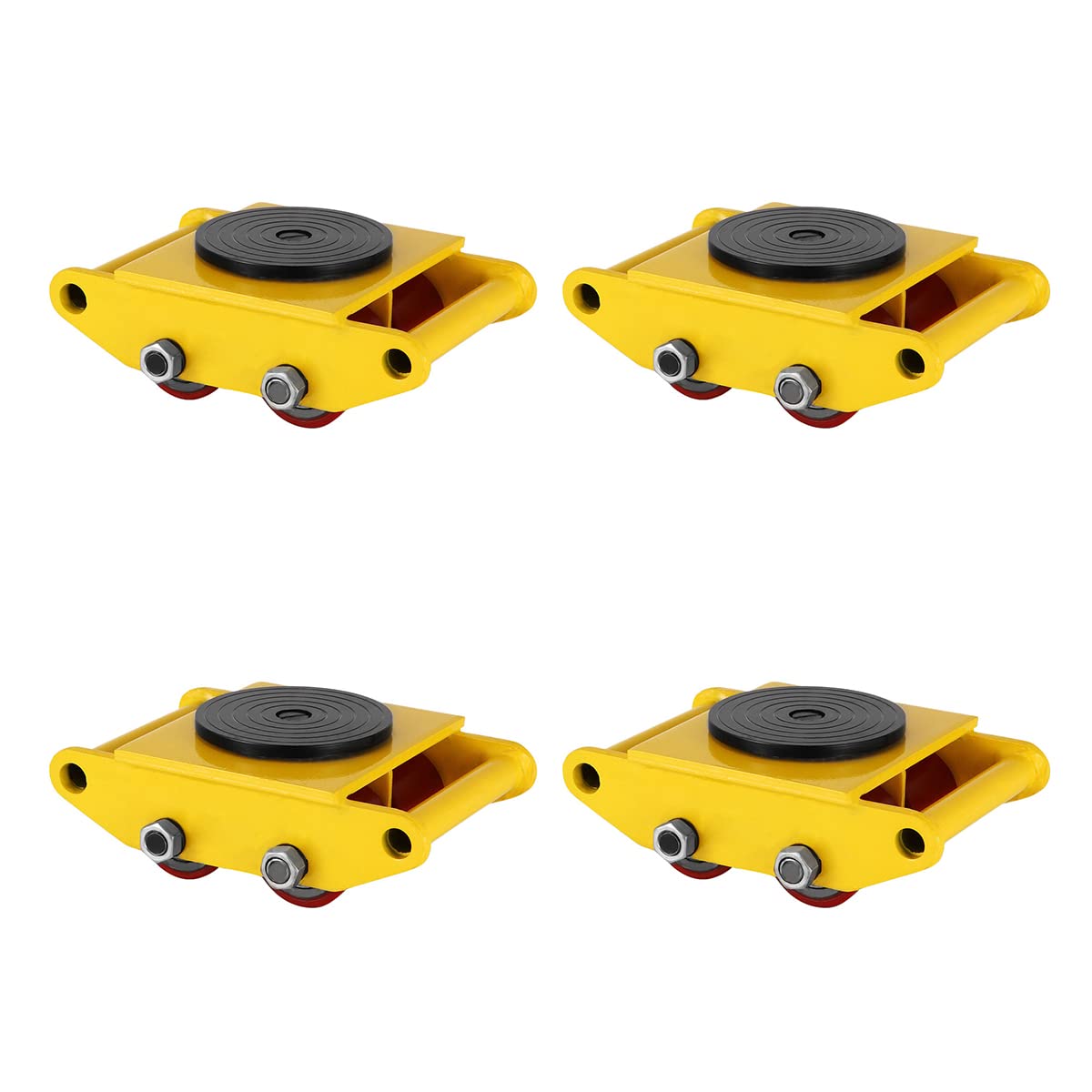 ZXMOTO Heavy Duty Machine Dolly Skates Industrial Machinery 6T 13200LBS,4pcs Machinery Mover Cargo Trolley with Steel Rollers Cap 360 Degree Rotation