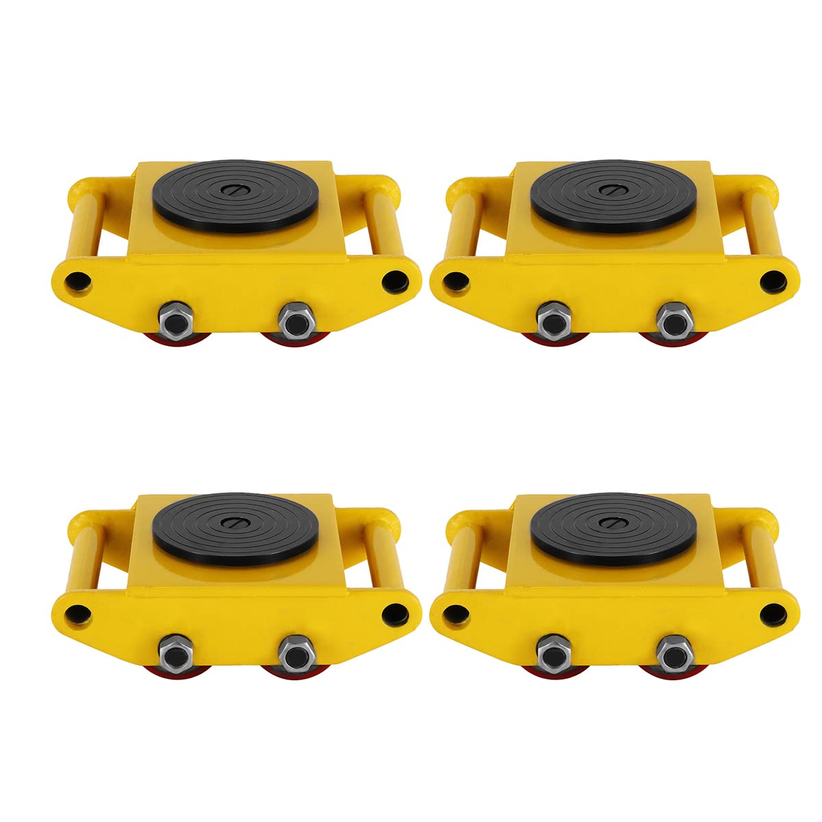 ZXMOTO Heavy Duty Machine Dolly Skates Industrial Machinery 6T 13200LBS,4pcs Machinery Mover Cargo Trolley with Steel Rollers Cap 360 Degree Rotation