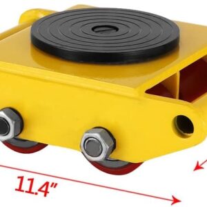 ZXMOTO Heavy Duty Machine Dolly Skates Industrial Machinery 6T 13200LBS,4pcs Machinery Mover Cargo Trolley with Steel Rollers Cap 360 Degree Rotation