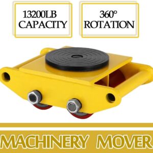 ZXMOTO Heavy Duty Machine Dolly Skates Industrial Machinery 6T 13200LBS,4pcs Machinery Mover Cargo Trolley with Steel Rollers Cap 360 Degree Rotation