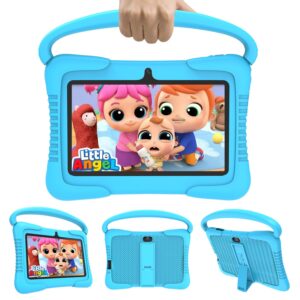 kids tablet, tablet for kids, 7 inch screen, 2+32gb android 11 learning tablet, parental control, kids content pre-installed, with bluetooth wifi, youtube netflix hulu, kid-proof case (rose pink)