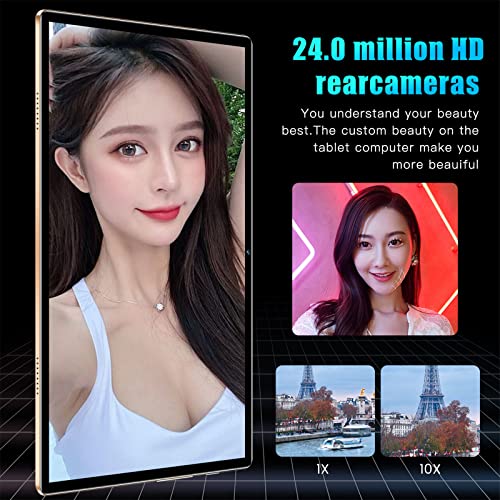10 Inch HD Android Tablet - 1g+16g WiFi Call Game Dual Camera Hd Display, 24.0 Million Hd Rear Cameras + 48mp Front Camera Android 6.0 Dual Card 4000mah Large Capacity Battery (White)