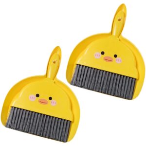 zerodeko 2 sets mini broom set small broom and dustpan dust broom kids trash can toys for kids mini trash cans small dustpan and brush desk the pet child multifunction suitcase