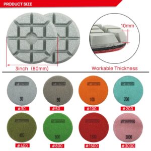 DT-DIATOOL Concrete Polishing Pads 3 inch/80mm for Concrete, Cement and Terrazzo Floors Processing, Repairing and Renovating, Dry or Wet Use Diamond Grinding Pads Grit 100 3pcs