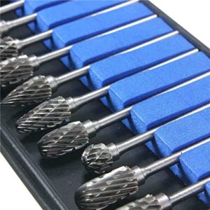 10Pcs Tungsten Carbide Rotary Burr Set, carbide drill bits，Rotary Carving Bits with 1/8” Shank for DIY, Woodworking, Engraving, Metal Carving, Drilling, Polishing