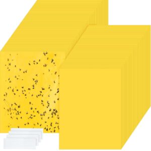 500 pcs double sided sticky traps for flying plant insect like white flies aphids 6 x 8 inch sticky gnat traps killer fruit fly traps for indoor outdoor including twist ties, yellow