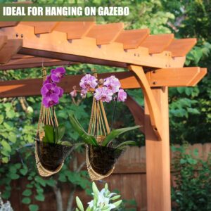 Lanccona Orchid Hanging Planter 5 Inch 6 Pack with Bird Nest Style Plant Hangers, Handmade Thai Bamboo Woven Hanging Orchid Basket for Trellis Gazebo Indoor Outdoor