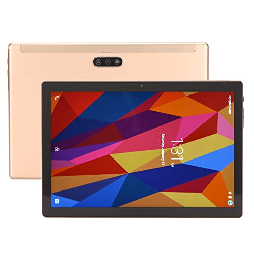 Gold Tablet, HD IPS Screen 100-240V Octa Core CPU 13MP Camera Office Gaming Tablet (US Plug)