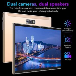 Gold Tablet, HD IPS Screen 100-240V Octa Core CPU 13MP Camera Office Gaming Tablet (US Plug)