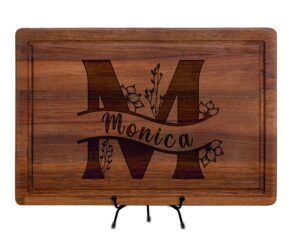 custom monogrammed gifts for christmas, personalized cutting board, charcuterie board, letter a-z engraved, special gift for women, men, her, him, monogram letters for mom, grandma, made in usa