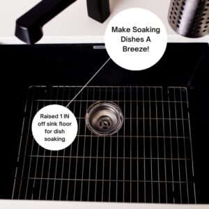 Kitchen Sink Grid (19" x 14") - Kitchen Sink Protector Stainless Steel - Sink Rack for Bottom of Sink with Rear Drain for Single Sink Bowl - Anti Scratch, Sturdy, and Rust Resistant