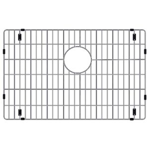 kitchen sink grid (19" x 14") - kitchen sink protector stainless steel - sink rack for bottom of sink with rear drain for single sink bowl - anti scratch, sturdy, and rust resistant