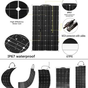 1200 Watt Solar Panel Kit, with 2pcs Charge Controller(40A) 4pcs 300 Watt Flexible Monocrystalline Solar Panel for 12-48V Battery Charging Car Battery Camper RV Yacht Battery Boat