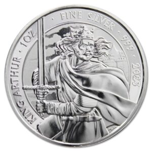 2023 1 oz British Silver King Arthur Coin by the Royal Mint Brilliant Uncirculated with Certificate of Authenticity £2 Mint State