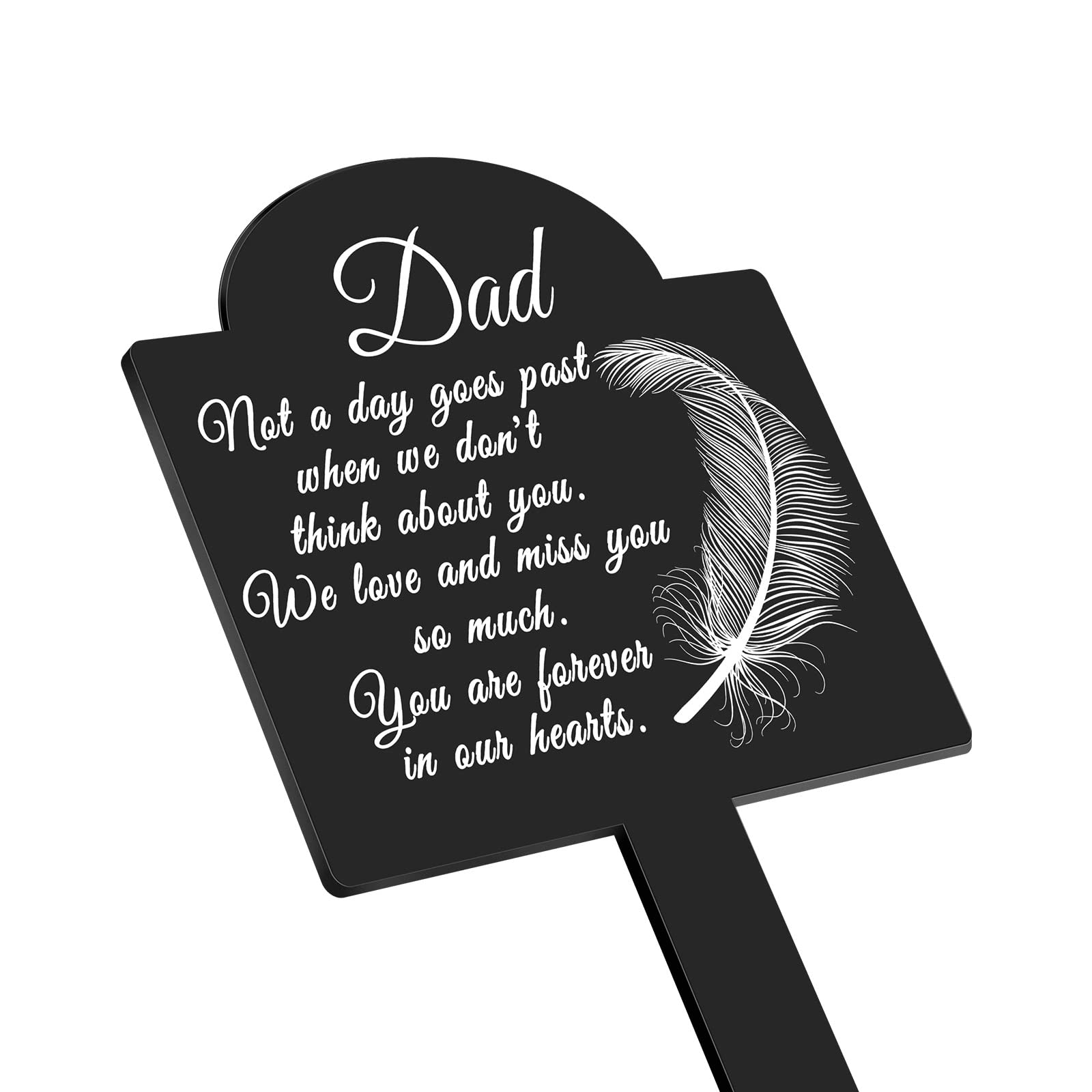 Roowest Valentine's Day Memorial Stakes Cemetery Grave Decorations Acrylic Grave Plaque Stake Markers Sympathy Garden Stake Waterproof for Gift Cemetery Outdoors Yard(Dad, Dad)