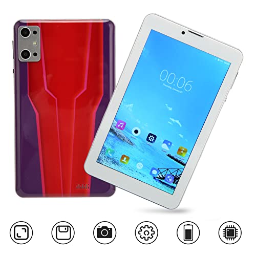 7 Inch Tablet, US Tablet PC Plug 100-240V for 10 2.4G 5G Dual Band WiFi MT6592 8 Core CPU for Study (Red)