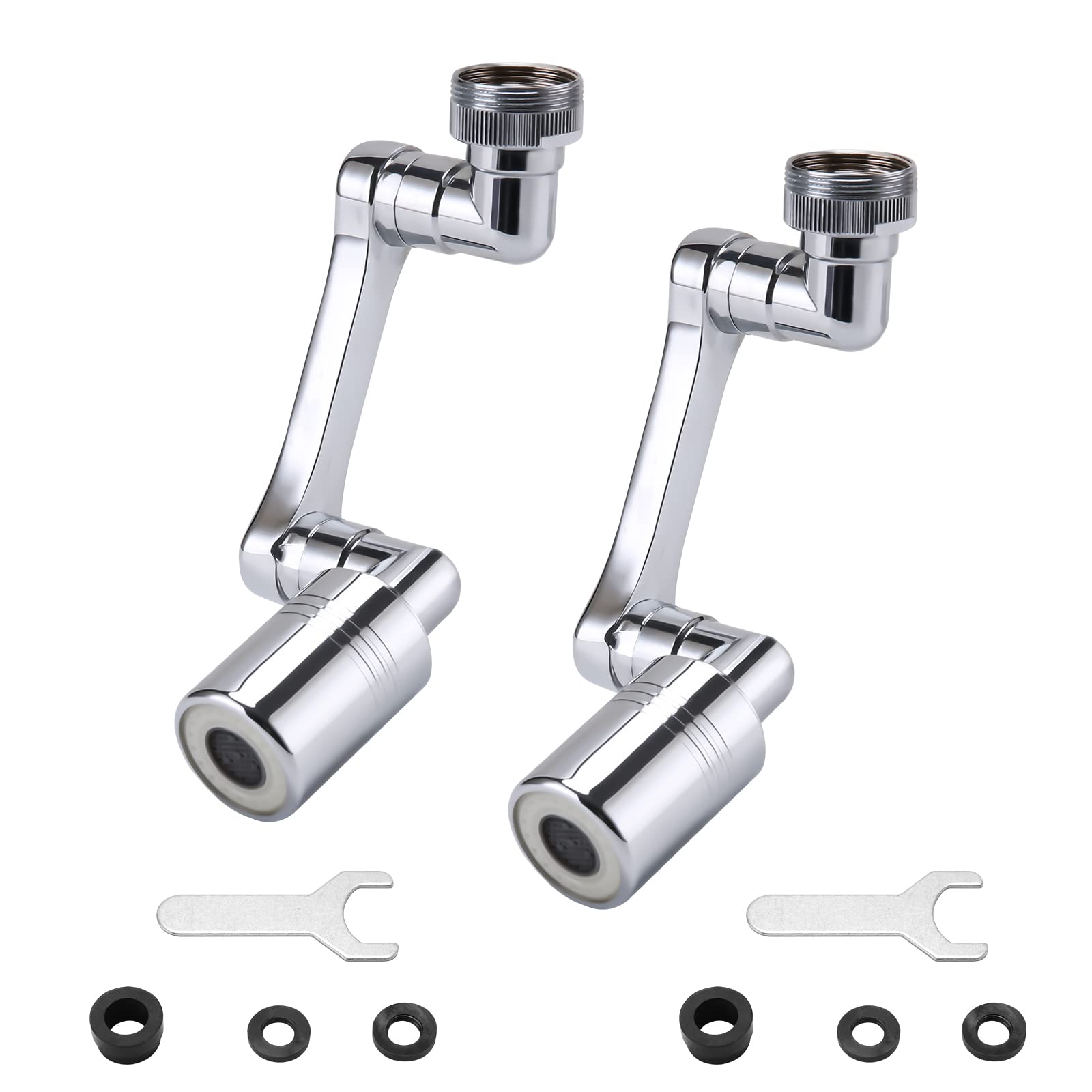 2 Pcs 1080 Rotating Faucet Extender, Kitchen Faucets with Four layer filter,Brass Manufacturing 360 Faucet Aerator for Washing Eye/Hair/Face.