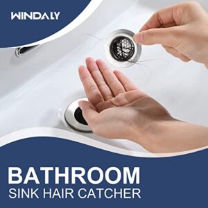 WINDALY 4 Packs Bathroom Sink Strainer Small Sink Drain Hair Catcher, 1.8" Top / 1.06" Sink Strainer Bathroom Small, Utility Tub Drain Catcher for Standard Universal Bathroom Sink, Stainless Steel