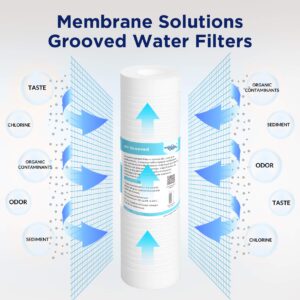 5 Micron Grooved Sediment & 5 Micron CTO Carbon Block Water Filter 10"x2.5", Whole House Water Filters Universal Replacement Filter Cartridge by Membrane Solutions