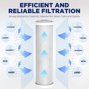 5 Micron Grooved Sediment & 5 Micron CTO Carbon Block Water Filter 10"x2.5", Whole House Water Filters Universal Replacement Filter Cartridge by Membrane Solutions