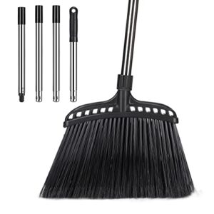 Outdoor Broom Commercial Heavy Duty Broom and Broom and Dustpan Set for Home with 180°Rotating Head Upright Large Dustpan with Comb Teeth