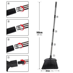 Outdoor Broom Commercial Heavy Duty Broom and Broom and Dustpan Set for Home with 180°Rotating Head Upright Large Dustpan with Comb Teeth