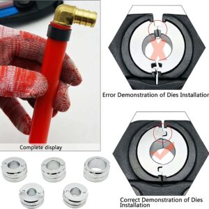 iGeelee Hydraulic Copper Pipe Press Tool with 1/2",3/4" and 1" Dies for Copper Pipe Fitting and 3/8",1/2",5/8",3/4",1" Dies for ASTM F1807 Pex Pipe Copper Ring (HT-1950E)