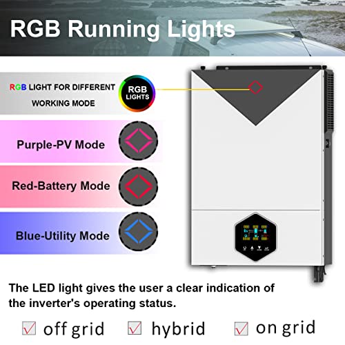 Y&H 6.2KW On/Off-Grid Solar Hybrid Inverter 48VDC Pure Sine Wave AC220V Output MPPT 120A Solar Charger Max PV Power 6500W Input with WiFi Communication