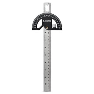 rongpro angle protractor square head 12 inch, adjustable protractor angle finder, featuring precision laser-inside & outside angle finder for carpenters, plumbers and all building trades