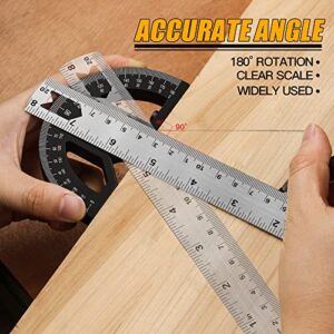 RONGPRO Angle Protractor Square Head 12 Inch, Adjustable Protractor Angle Finder, Featuring Precision Laser-Inside & Outside Angle Finder for Carpenters, Plumbers and All Building Trades