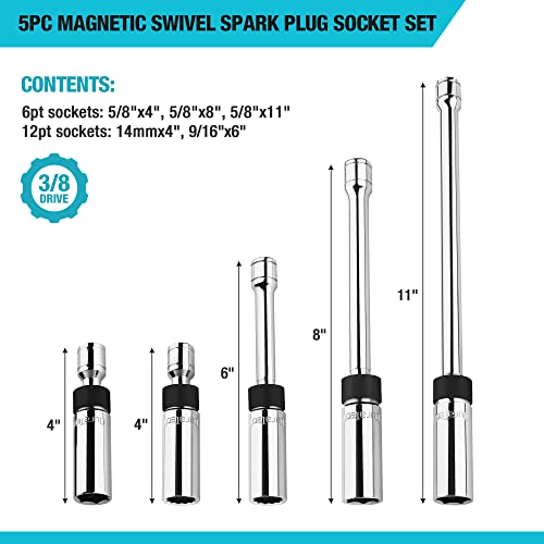 DURATECH 5PC Magnetic Swivel Spark Plug Socket Set and DURATECH 20V Cordless Impact Wrench