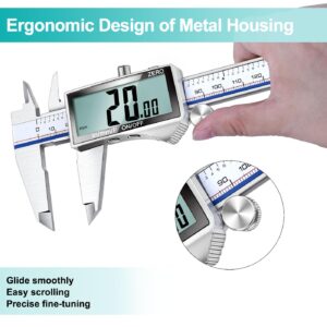 Kynup Digital Caliper, Caliper Measuring Tool with Large LCD Screen, Micrometer Caliper, Stainless Steel, Screen Splash Proof, Easy Switch from Inch Metric Fraction (6 Inch)