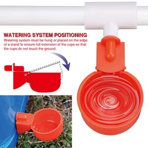 [12 Pack] Chicken Water Cups with PVC Tee, Automatic Waterer Kit for Poultry, DIY Water Feeder for Chicken Duck Quail Turkey, Chicken Water Nipples,Red