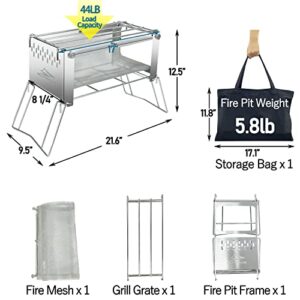 Sutekus 17" Camping Fire Pit Portable Mesh Firepit & Charcoal Grill, Great Air Flow, Easy Fire Start, Weighs 5.8lb for Camping Beach Patio Home