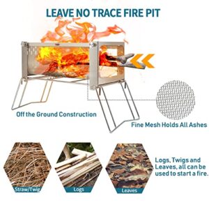 Sutekus 17" Camping Fire Pit Portable Mesh Firepit & Charcoal Grill, Great Air Flow, Easy Fire Start, Weighs 5.8lb for Camping Beach Patio Home