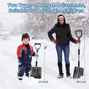 Snow Shovel for Driveway, 3-in-1 Kit Brush and Ice Scraper, Emergency Collapsible Design Snow Clearing Kit for Cars, Truck Camping and Outdoor Activities Easy to Use