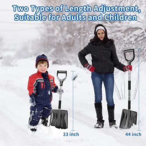 Snow Shovel for Driveway, 3-in-1 Kit Brush and Ice Scraper, Emergency Collapsible Design Snow Clearing Kit for Cars, Truck Camping and Outdoor Activities Easy to Use