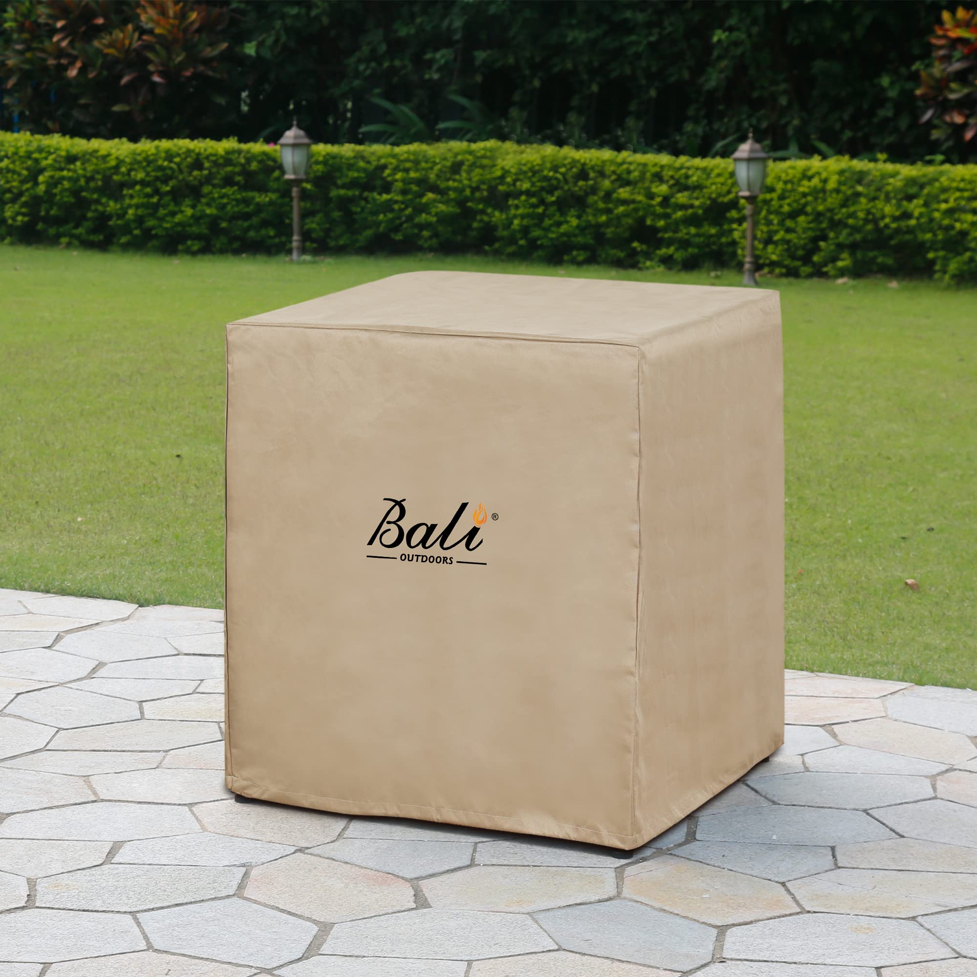 BALI OUTDOORS 23.6 Inch Square Gas Fire Pit Cover, Heavy Duty Waterproof All Weather Resistant Outdoor Cover, Brown