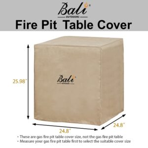 BALI OUTDOORS 23.6 Inch Square Gas Fire Pit Cover, Heavy Duty Waterproof All Weather Resistant Outdoor Cover, Brown