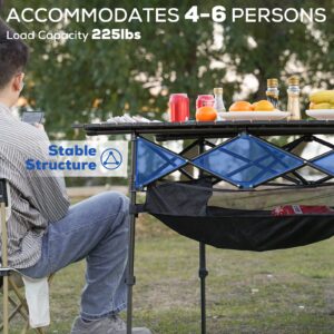 LEBLEBALL Folding Camping Table, Portable Folding Table with Storage Bag, Adjustable Aluminum Camping Table for Outdoor Picnic, Beach, Backyard, BBQ, Patio, Fishing, Black