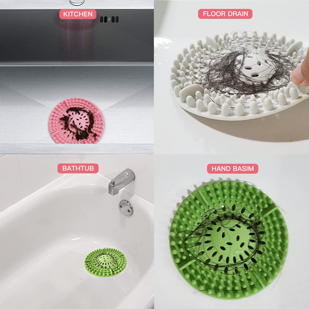 Tucana Hair Catch | Durable Silicon Hair Stopper | Shower Drain Cover | Sink Drain Strainer | Bathroom Accessories and Kitchen Gadgets | Sink Stopper | 4 Colors (4 of Pack)