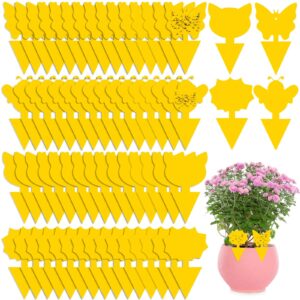 qualirey 192 pcs yellow sticky traps fruit fly trap gnat traps gnat killer 3.15 x 5.12 inch for mosquito bug fungus gnat fruit fly kitchen indoor outdoor houseplants 4 shapes