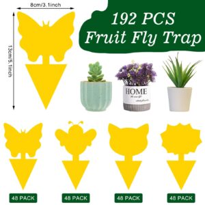 Qualirey 192 Pcs Yellow Sticky Traps Fruit Fly Trap Gnat Traps Gnat Killer 3.15 x 5.12 Inch for Mosquito Bug Fungus Gnat Fruit Fly Kitchen Indoor Outdoor Houseplants 4 Shapes