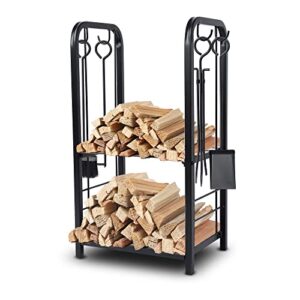 serenelife firewood storage rack - heavy duty wood stackers organizer, 220 lbs weight log capacity, stack up your logs and keeps it dry, suitable for any seasons, perfect for indoor and outdoors