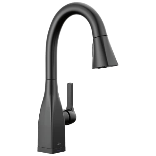 Delta Faucet Mateo Touch Bar Faucet with Pull Down Sprayer, Black Bar Sink Faucet Single Hole, Wet Bar Faucets Single Hole, Prep Sink Faucet, Delta Touch2O Technology, Matte Black 9983T-BL-DST