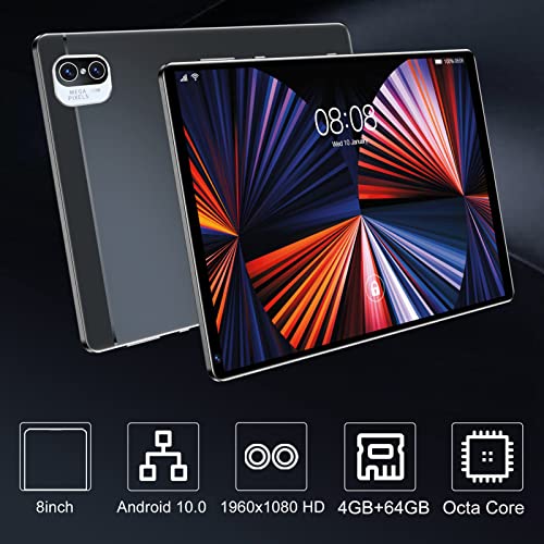 8 Inch Tablet, 8 Inch Black 1960 X 1080 HD Phone Tablet for Video Reading (US Plug)