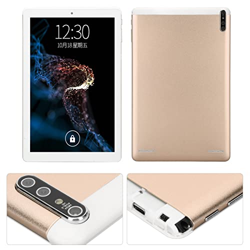 HD Tablet, 13MP Camera 100-240V Gold Tablet for Work (US Plug)